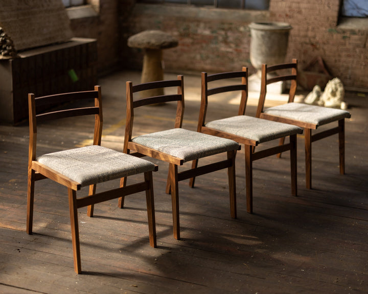 Modern Walnut Dining Chair Made to Order COM Set of Four