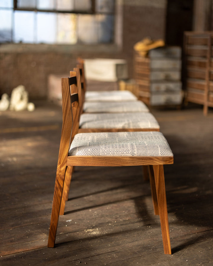 Modern Walnut Dining Chair Made to Order COM Set of Four Profile