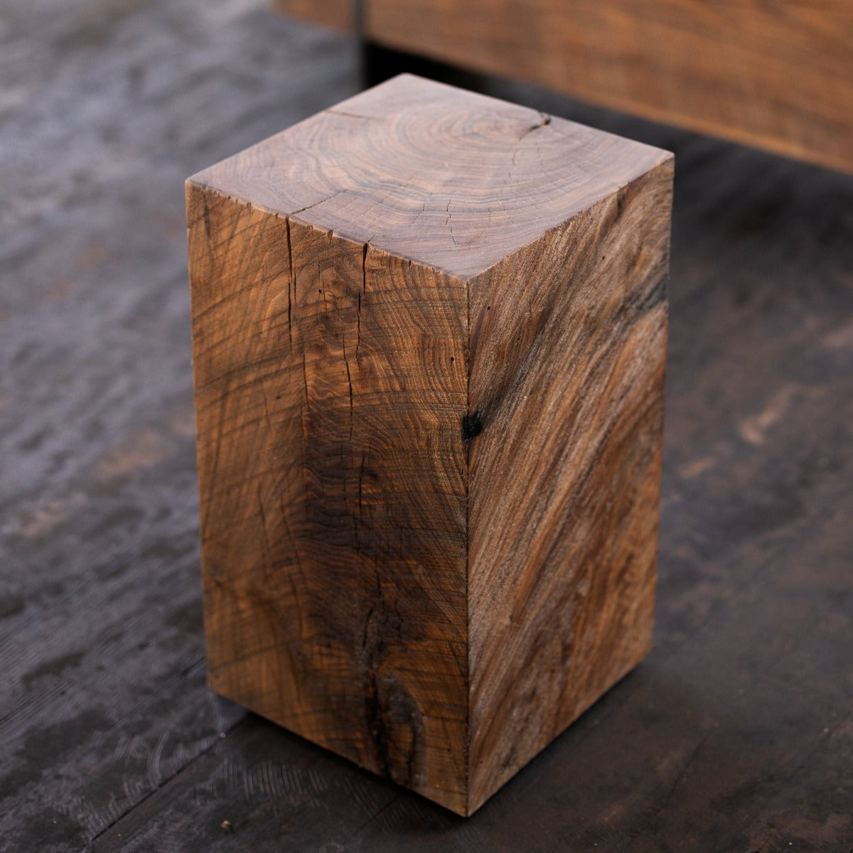 Hyo Table Walnut | Walnut Wood Cube Side Table – Alabama Sawyer