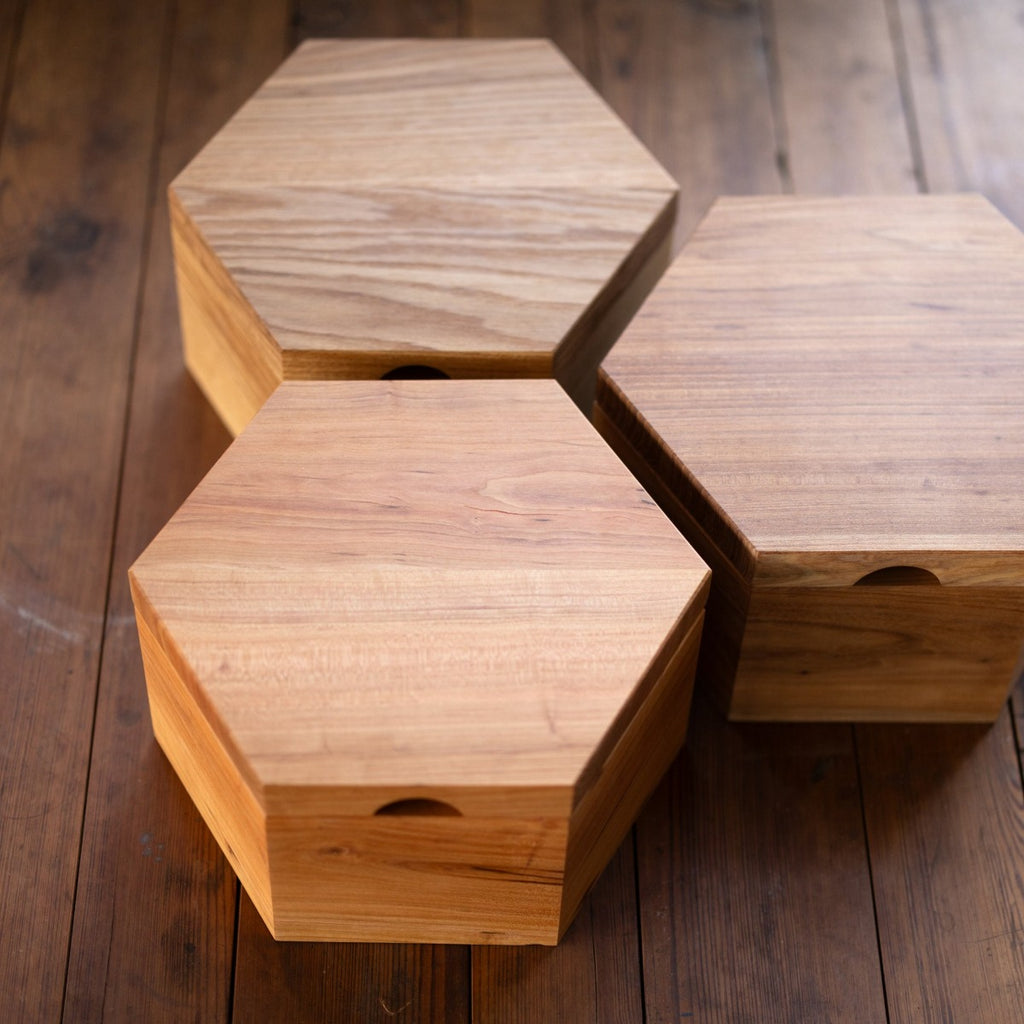 Hexagon Bread Box with Removable Lid in Urban Wood Cherry Elm White OakTrio