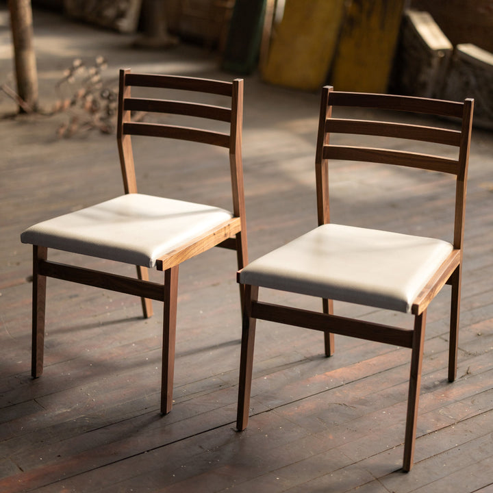 Barcelona Chair | Wood Dining Chair with Upholstered Seating Pair