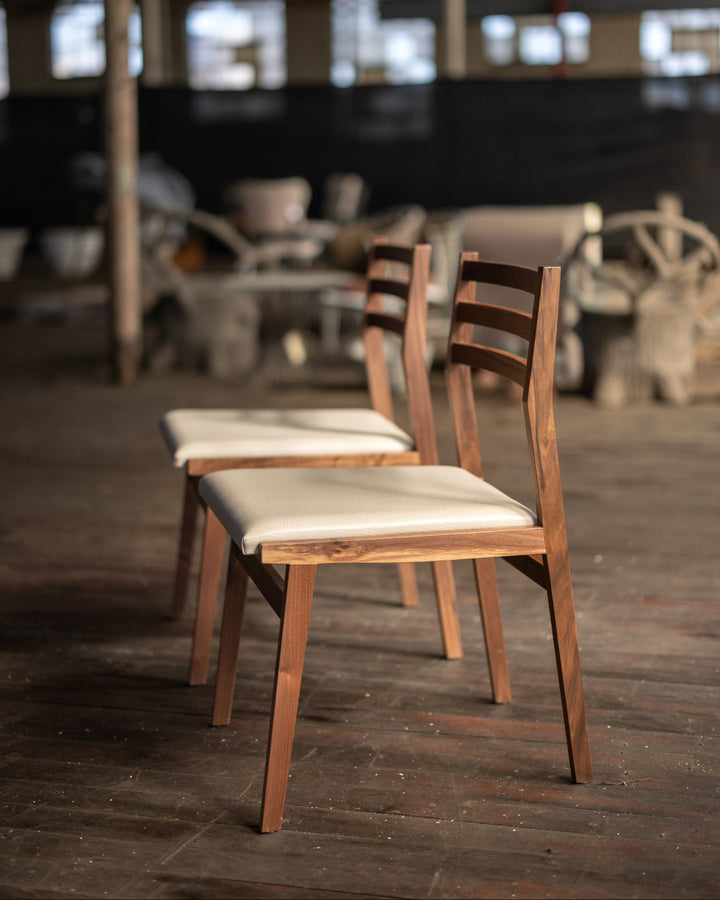 Barcelona Chair | Wood Dining Chair with Upholstered Seating Profile three