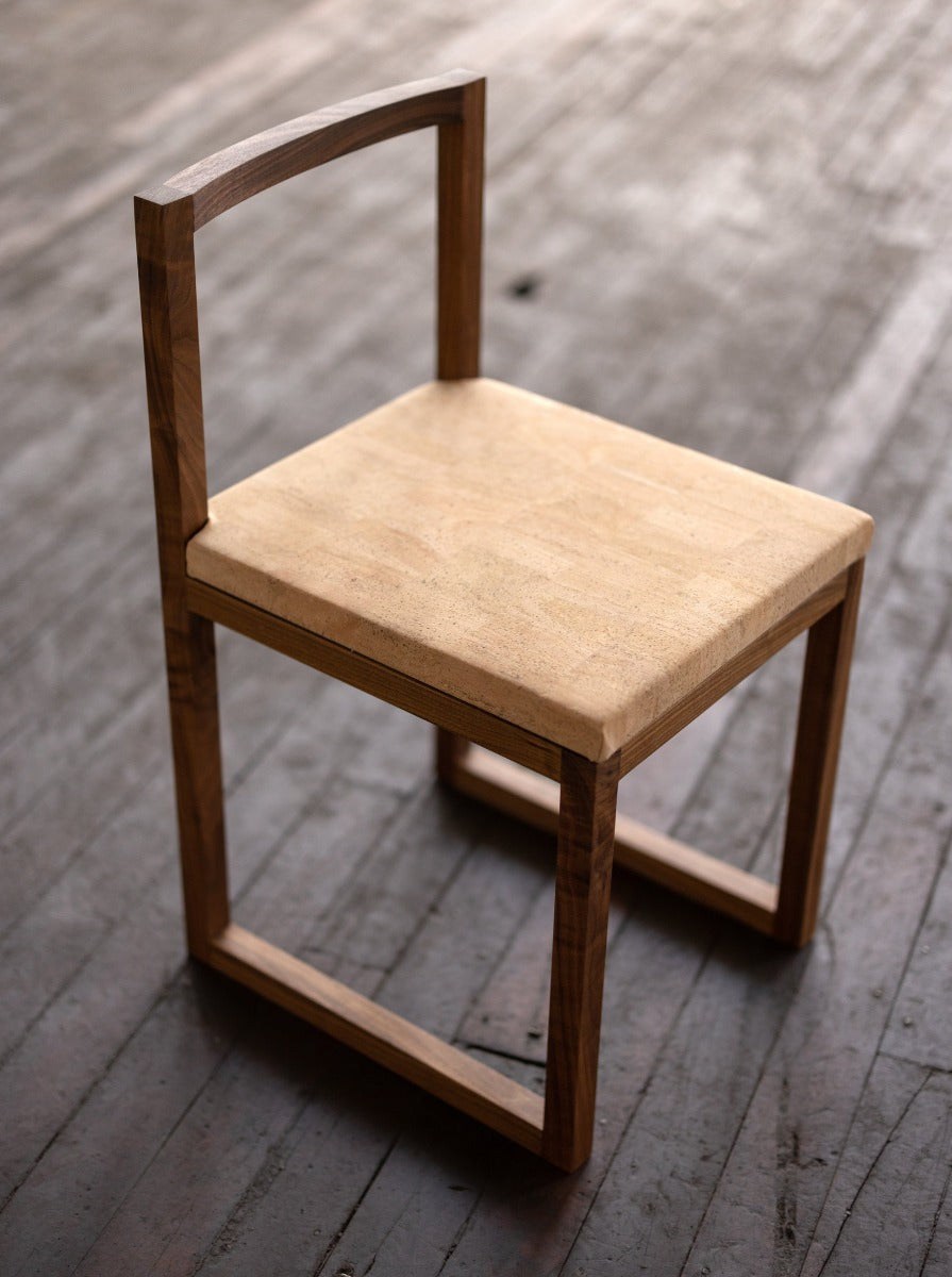 Wood and Cork Chair | Dining or Writing Desk Chair | Porto Chair Walnut