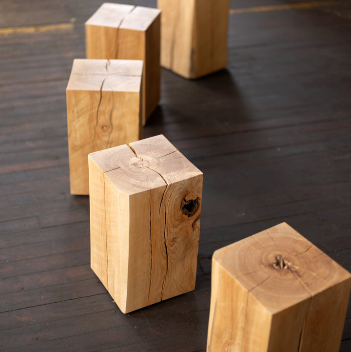 Beech Solid Wood Cube Side Table Group