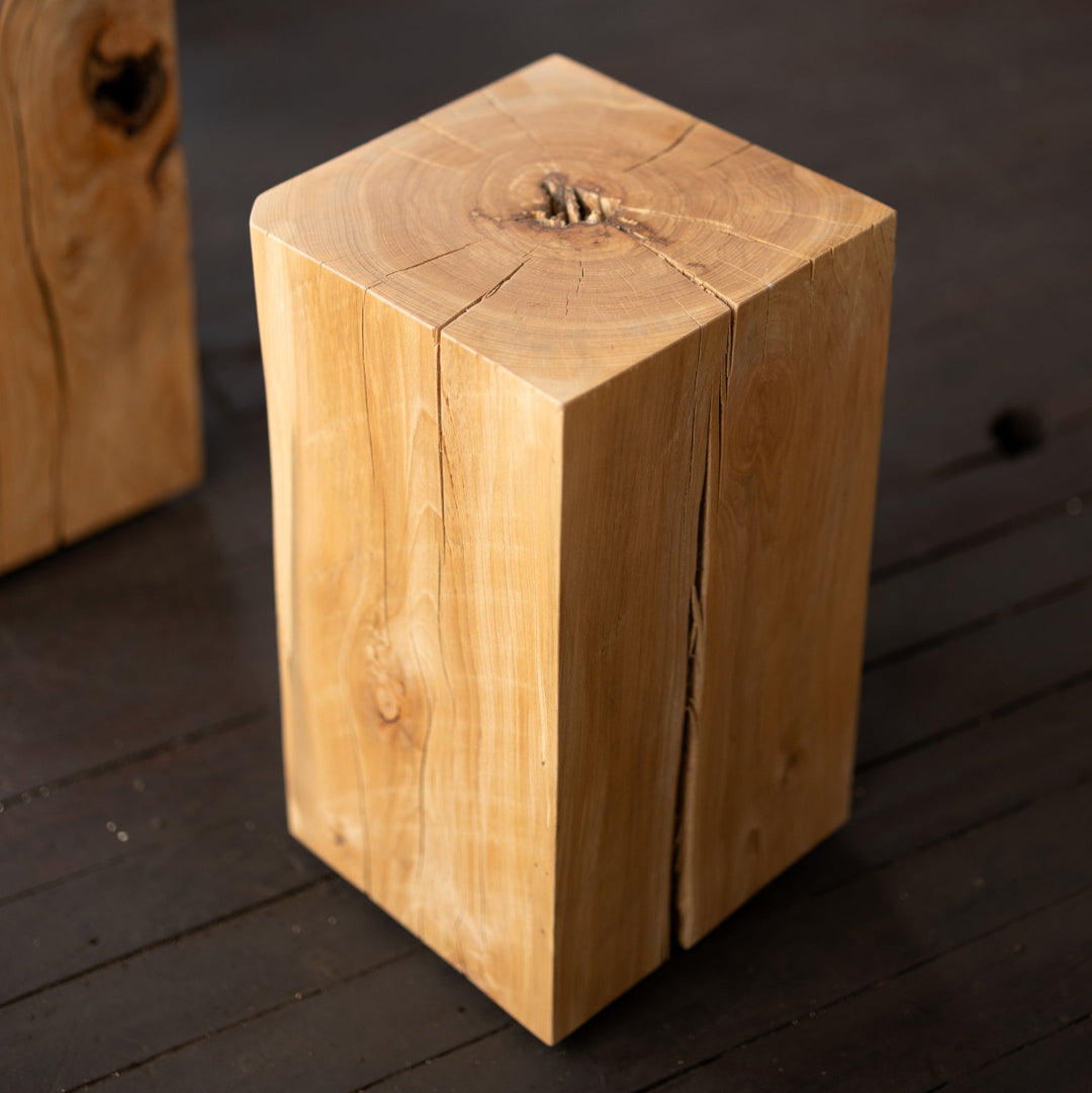 Beech Solid Wood Cube Side Table Single