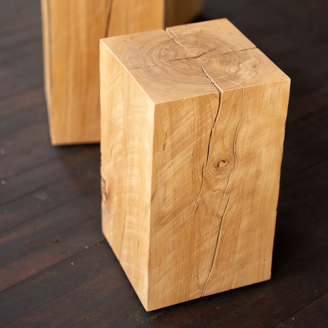 Beech Solid Wood Cube Side Table Hyo clear