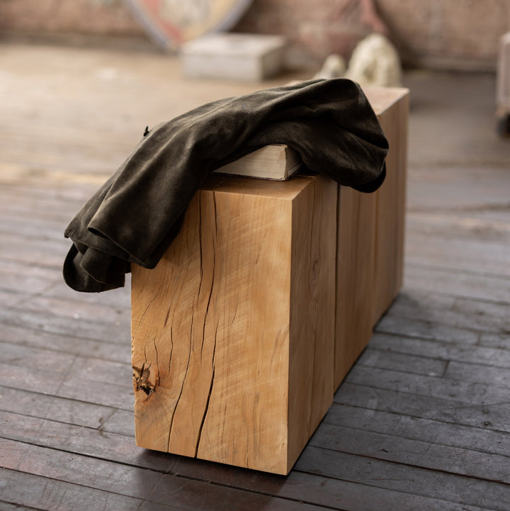Beech Solid Wood Cube Side Table Hyo entry table