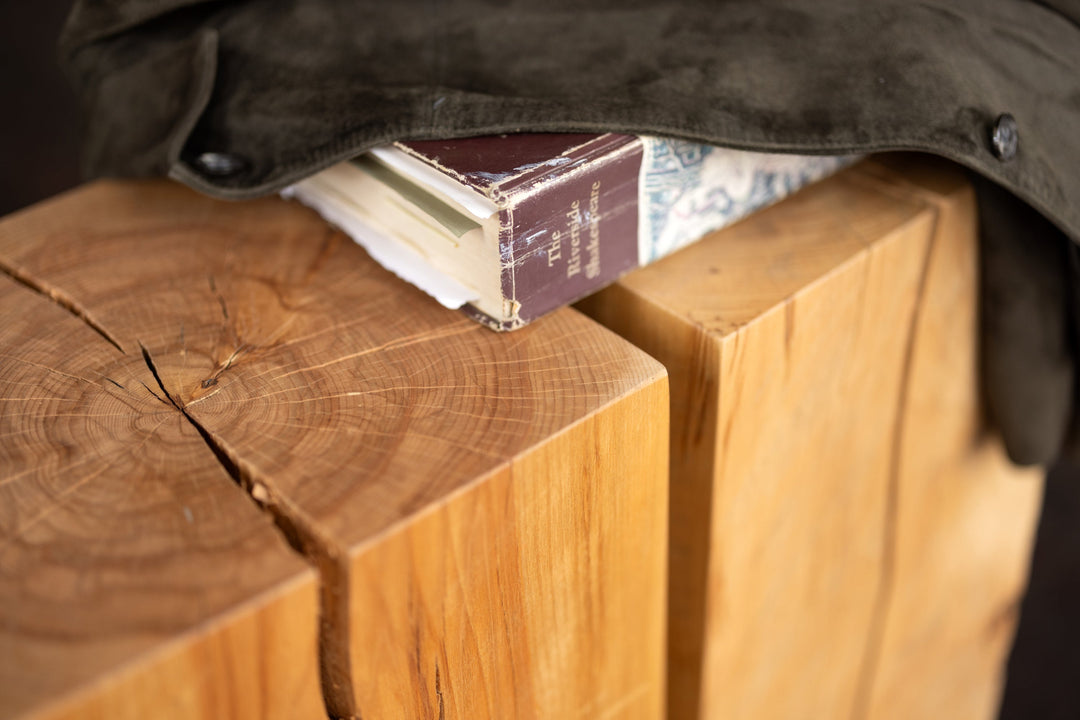 Beech Solid Wood Cube Side Table Hyo Cluster