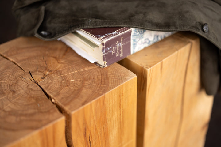 Beech Solid Wood Cube Side Table Hyo Cluster