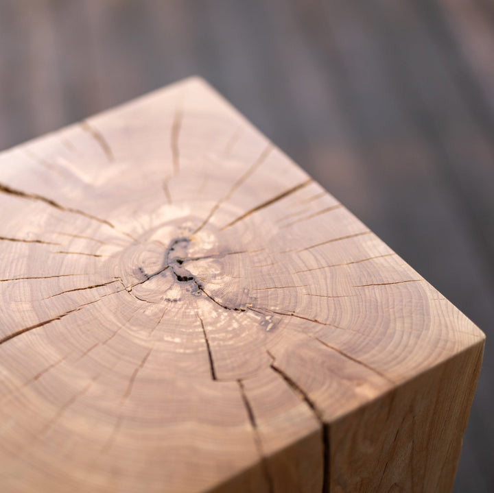 Beech Solid Wood Cube Side Table Hyo Knot