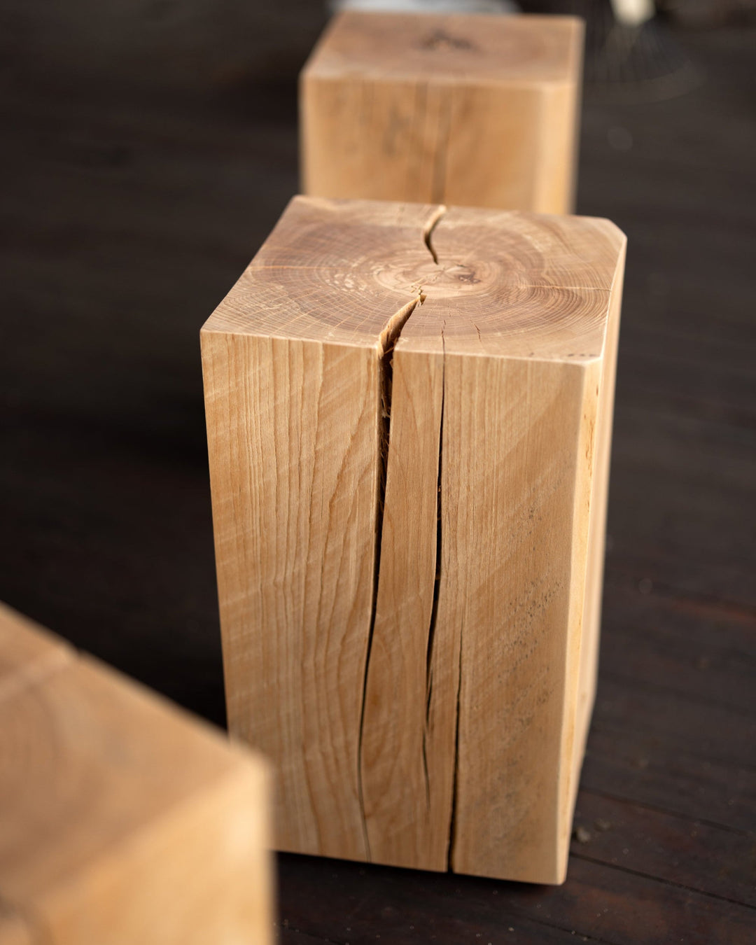 Beech Solid Wood Cube Side Table Hyo brown