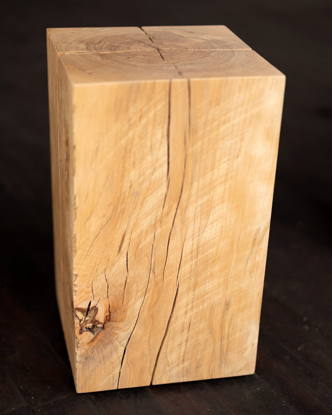 Beech Solid Wood Cube Side Table Hyo black background