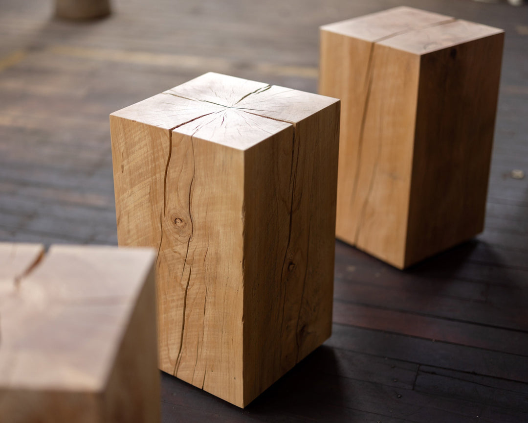 Beech Solid Wood Cube Side Table Hyo trio