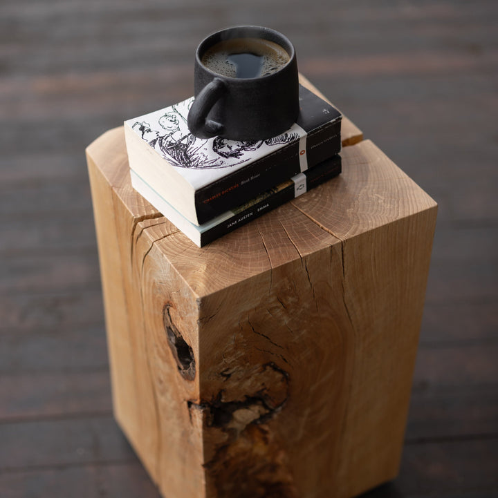 Beech Solid Wood Cube Side Table Hyo Black Coffee Cup