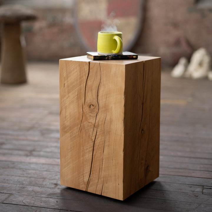 Beech Solid Wood Cube Side Table Hyo Green Coffee Cup