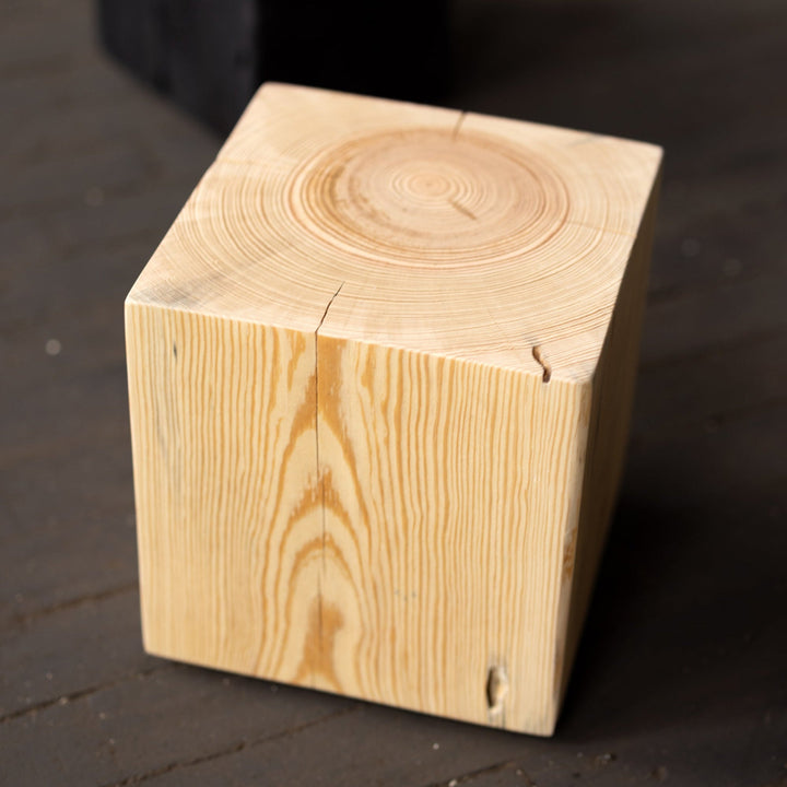 Hyo Table Natural | Pine Wood Cube Side Table Short