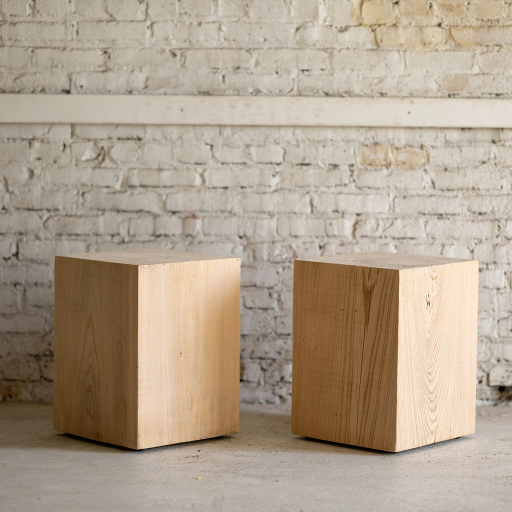 Hyo Table Coastal Vibe | Cypress Wood Cube Side TablePair