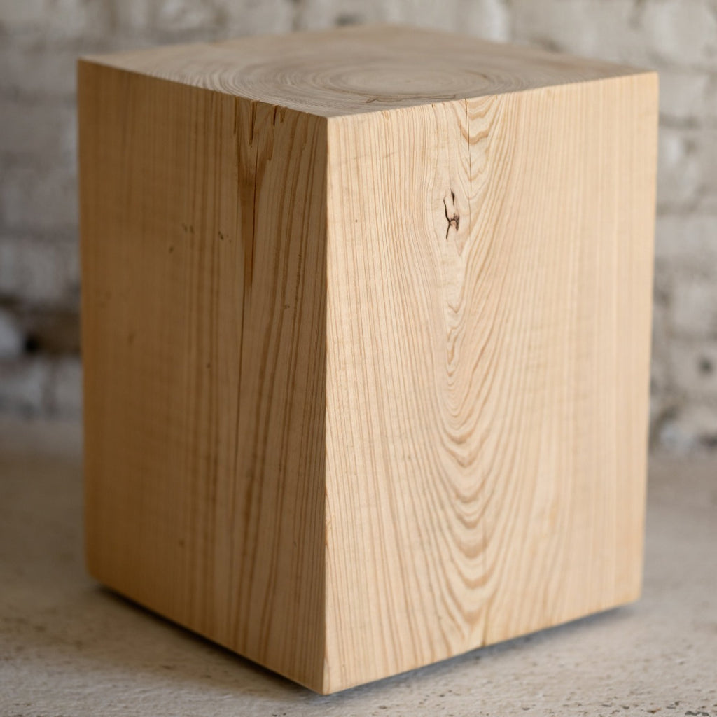 Hyo Table Coastal Vibe | Cypress Wood Cube Side Table Single