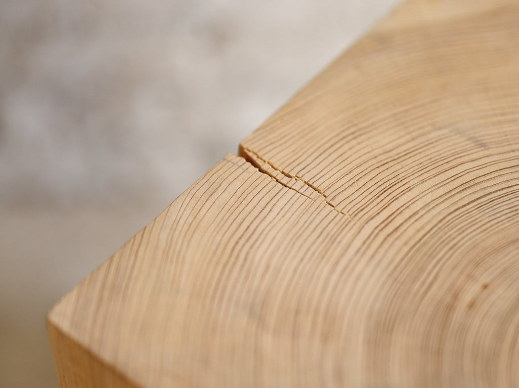 Hyo Table Coastal Vibe | Cypress Wood Cube Side Table Crack
