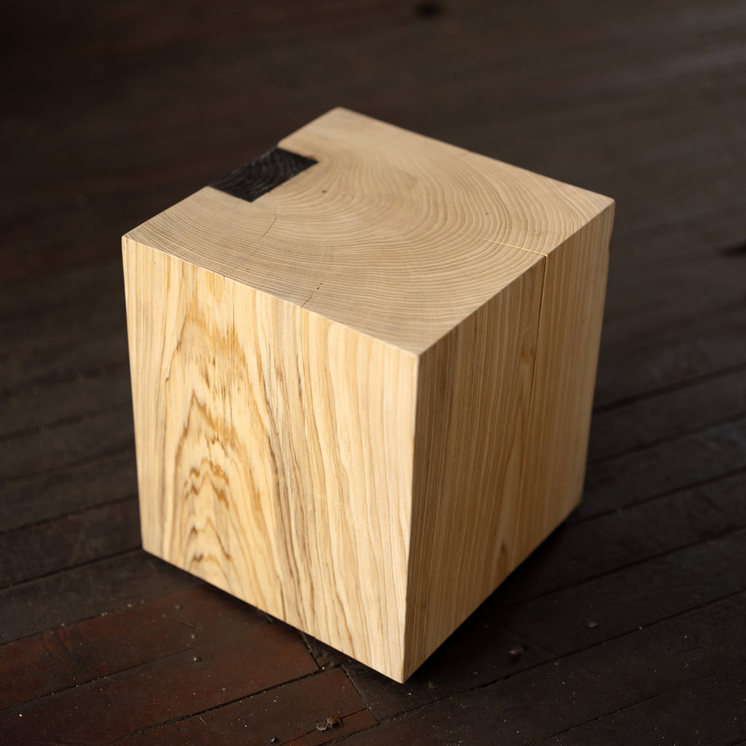Cypress and Shou Sugi Ban Solid Wood Cube Side Table