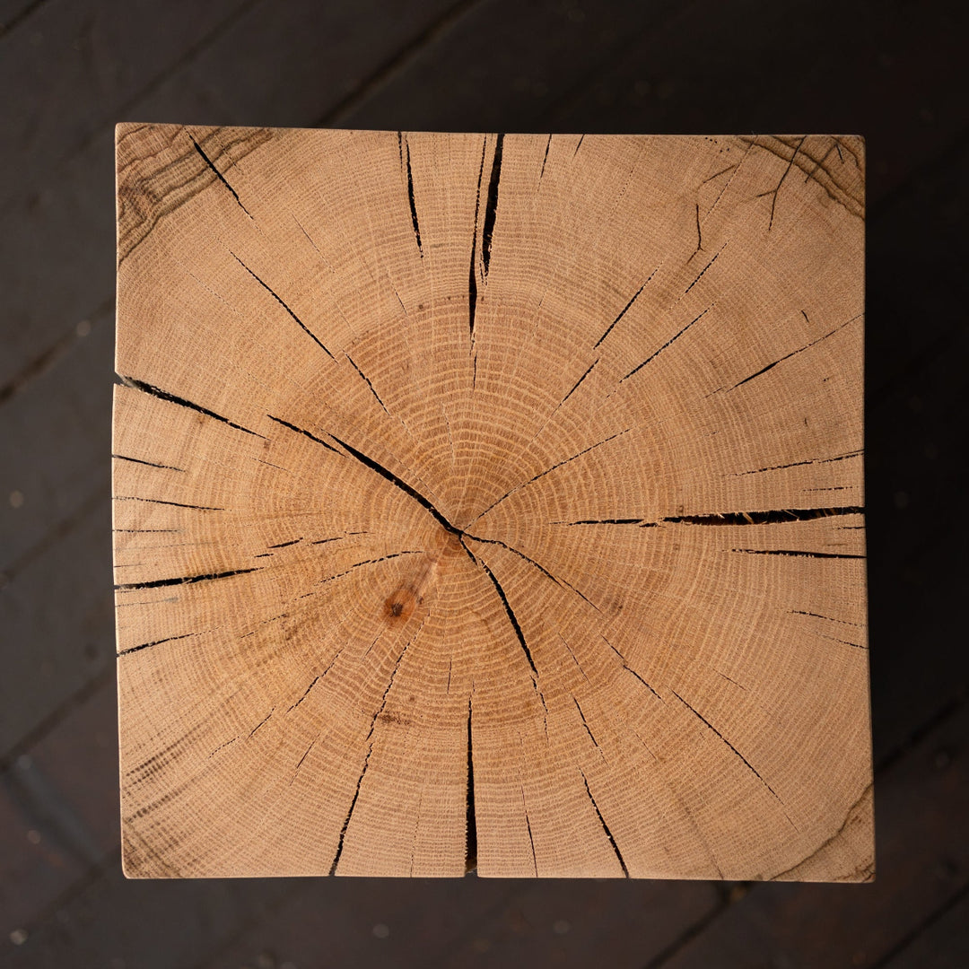Hyo Table Mountain Rustic | Oak Solid Wood Cube Side Table end grain