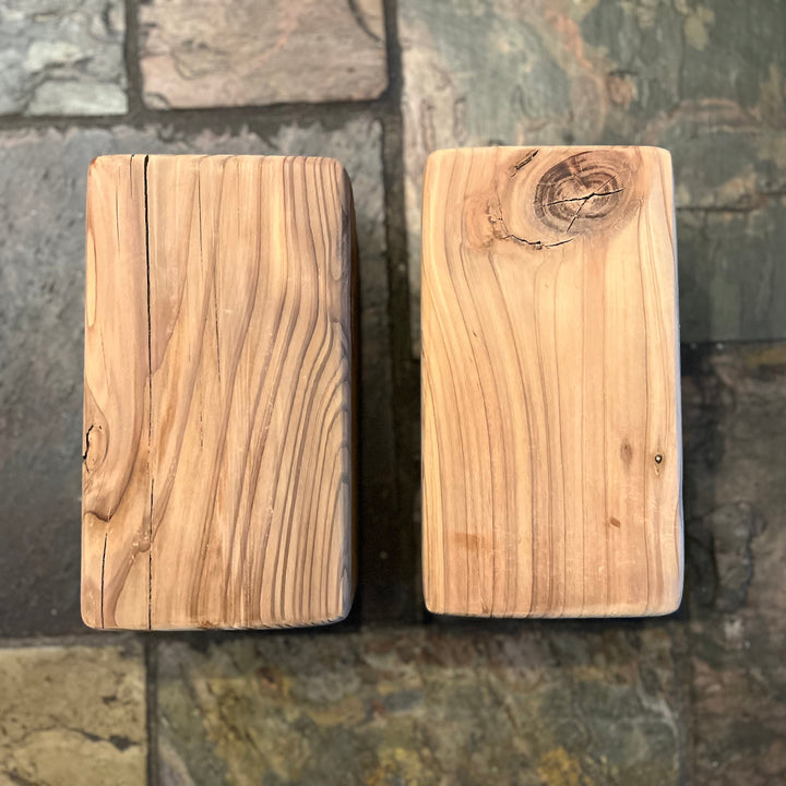 Yoga Blocks from Salvaged Cypress Wood Crack