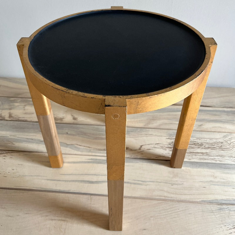 Black and Gold Round Modern Side Table | Waverly Special Edition Top