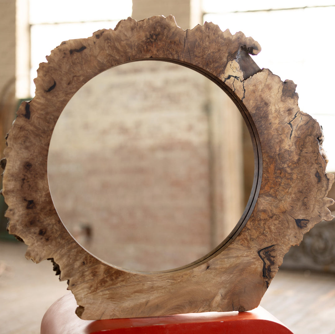 Walnut Burl Wood Mirror One of a Kind