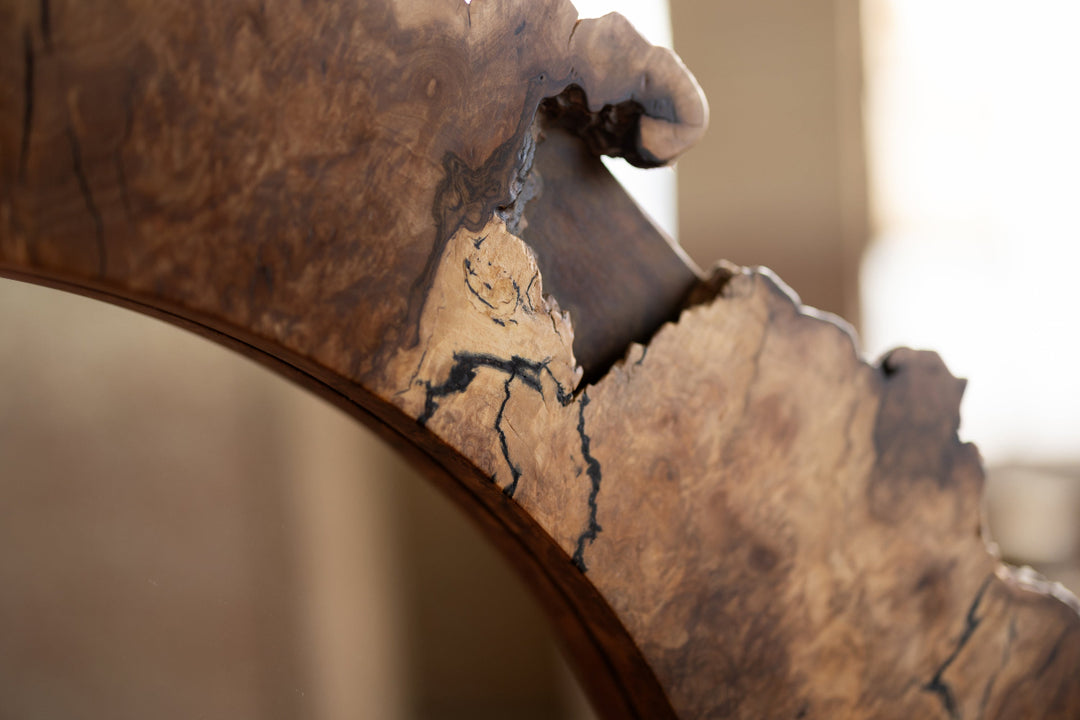 Walnut Burl Wood Mirror One of a Kind Grain