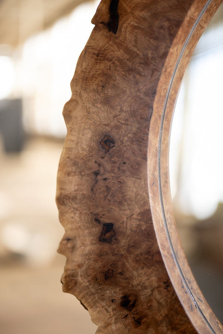 Walnut Burl Wood Mirror One of a Kind Edge