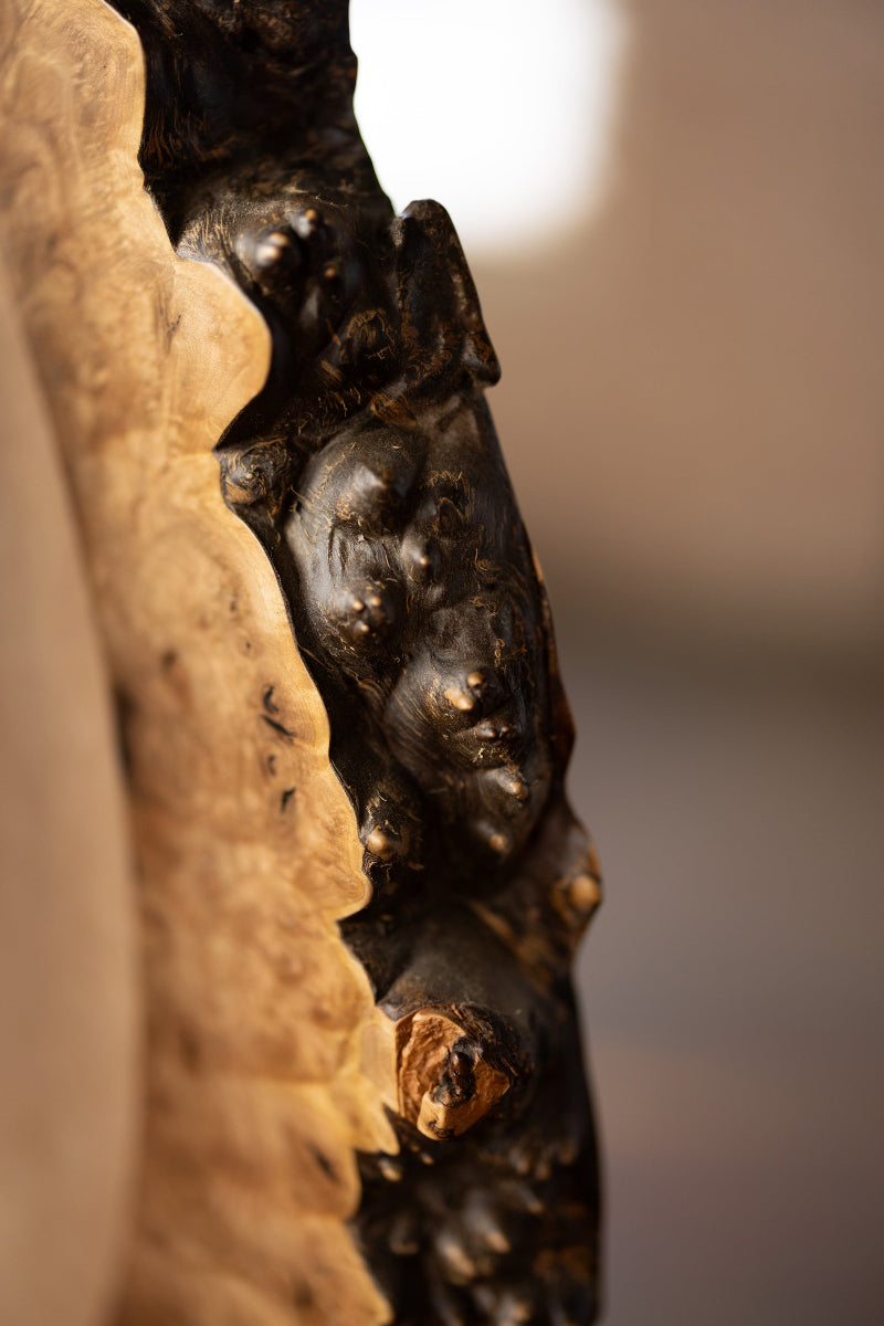 Walnut Burl Wood Mirror One of a Kind Bark