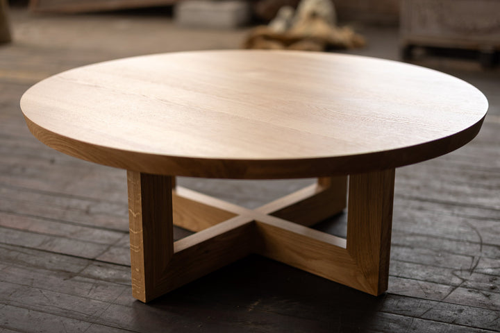 Round Wood Coffee Table in White Oak