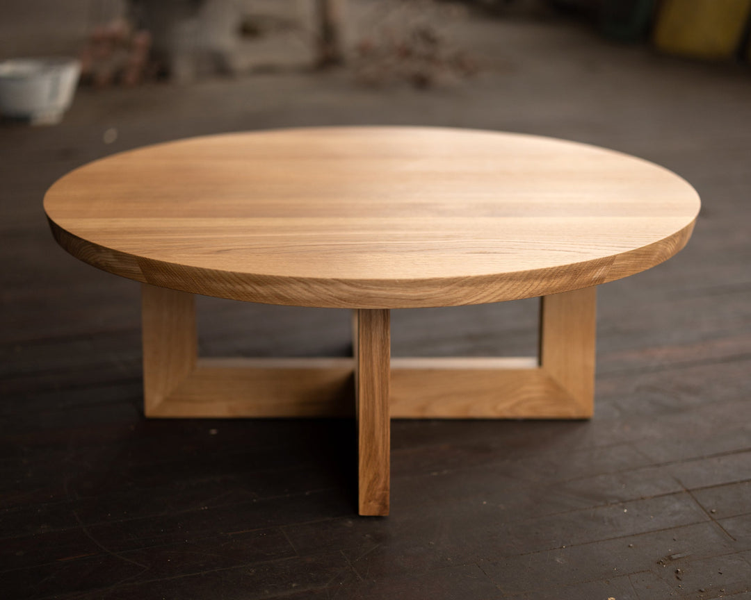 Round Wood Coffee Table in White Oak