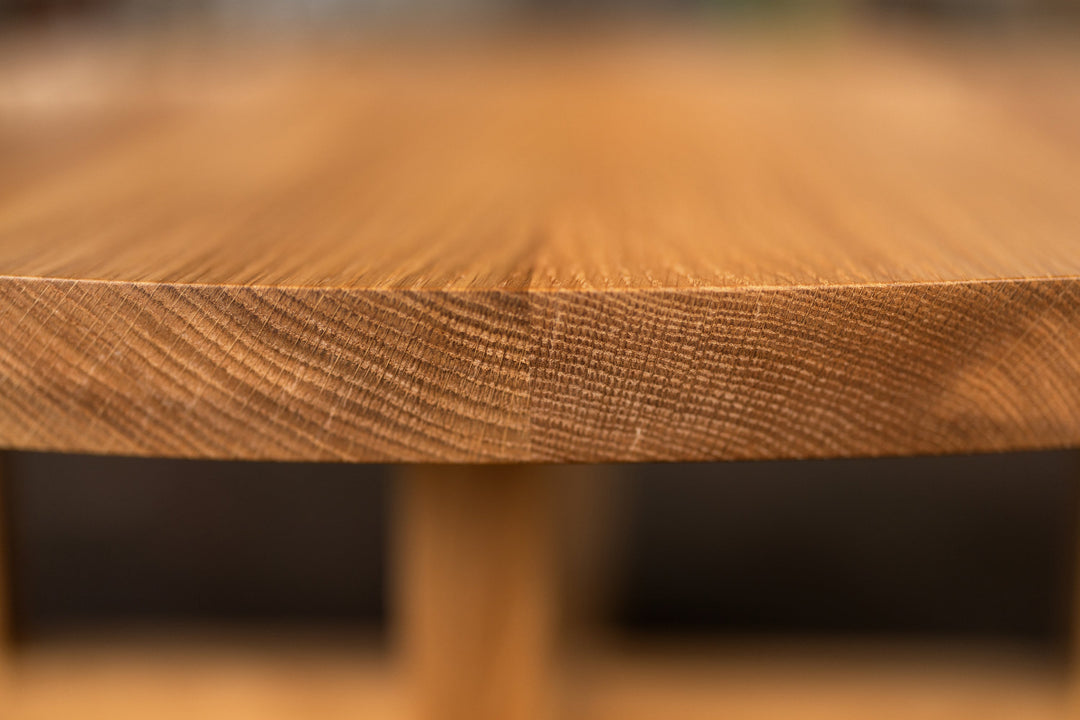Round Wood Coffee Table in White Oak Edge End Grain