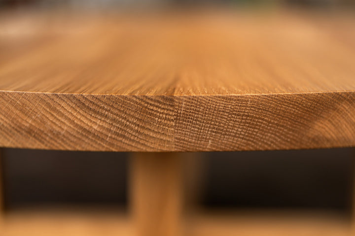Round Wood Coffee Table in White Oak Edge End Grain