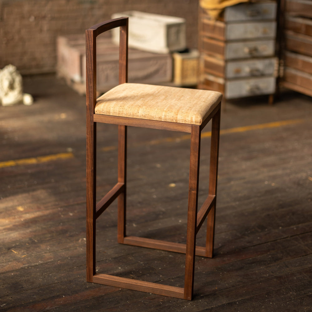 Porto Barstool | Modern Walnut Wood Barstool | Bar or Island Seating Side View