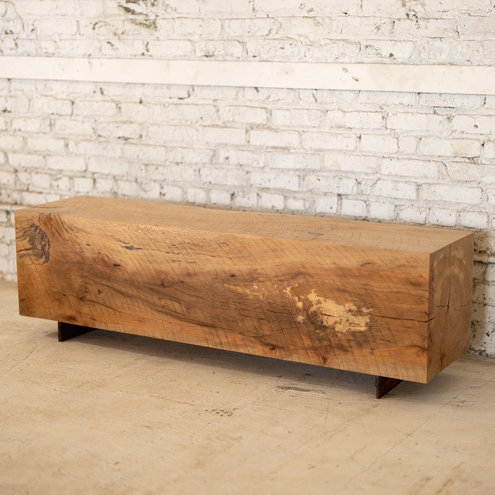 Hardwood Beam Bench | Rustic Reclaimed Wood Bench Beech