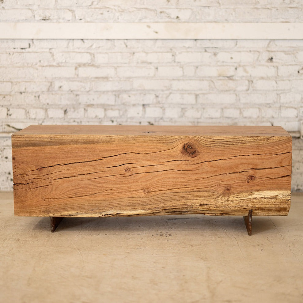 Hardwood Beam Bench | Rustic Reclaimed Wood Bench Red Oak