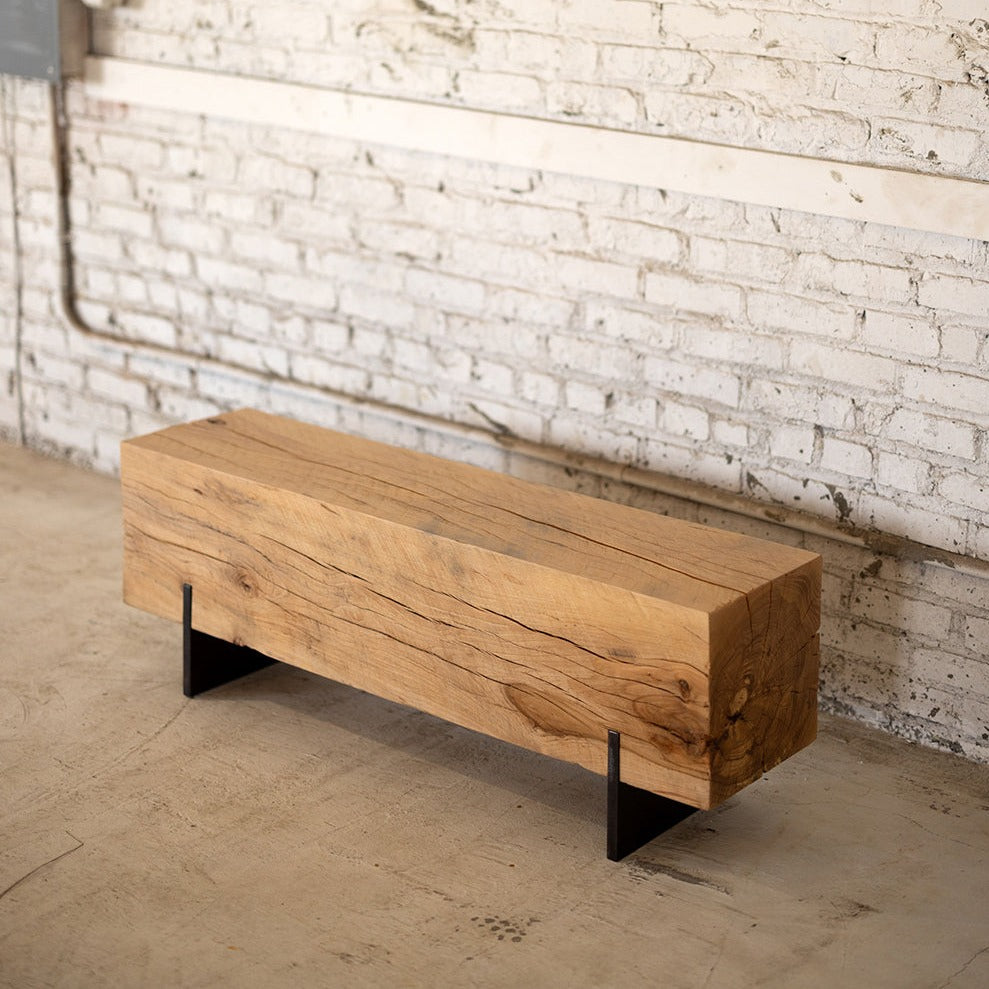 Beech Wood Knife Beam Bench | Reclaimed Solid Wood Bench knife base