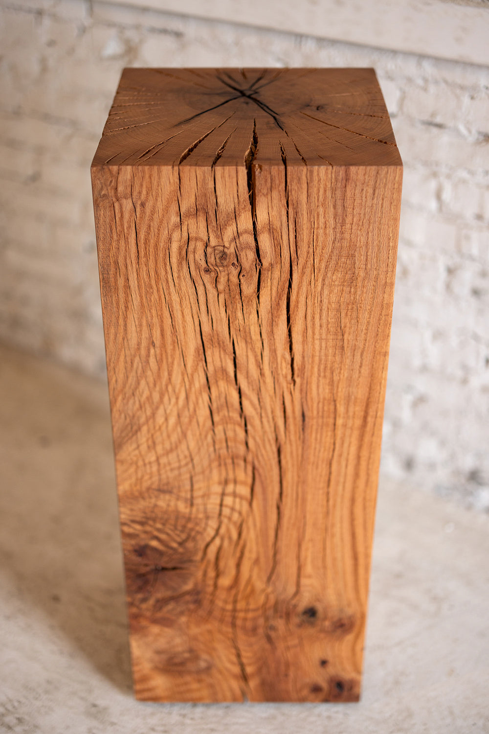Le Boit | Solid Wood Cube Pedestal Red Oak  36" H Art Sculpture