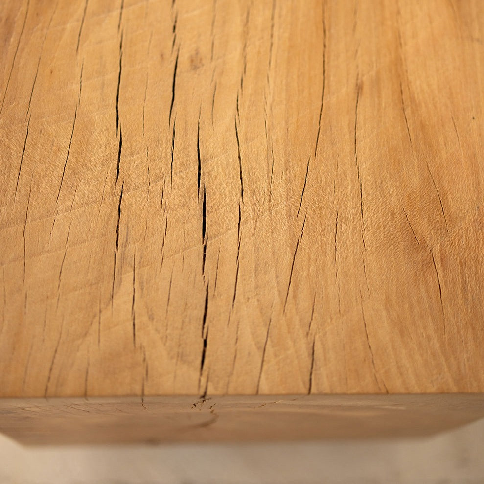 Hardwood Beam Bench | Rustic Reclaimed Wood Bench Beech Cracks