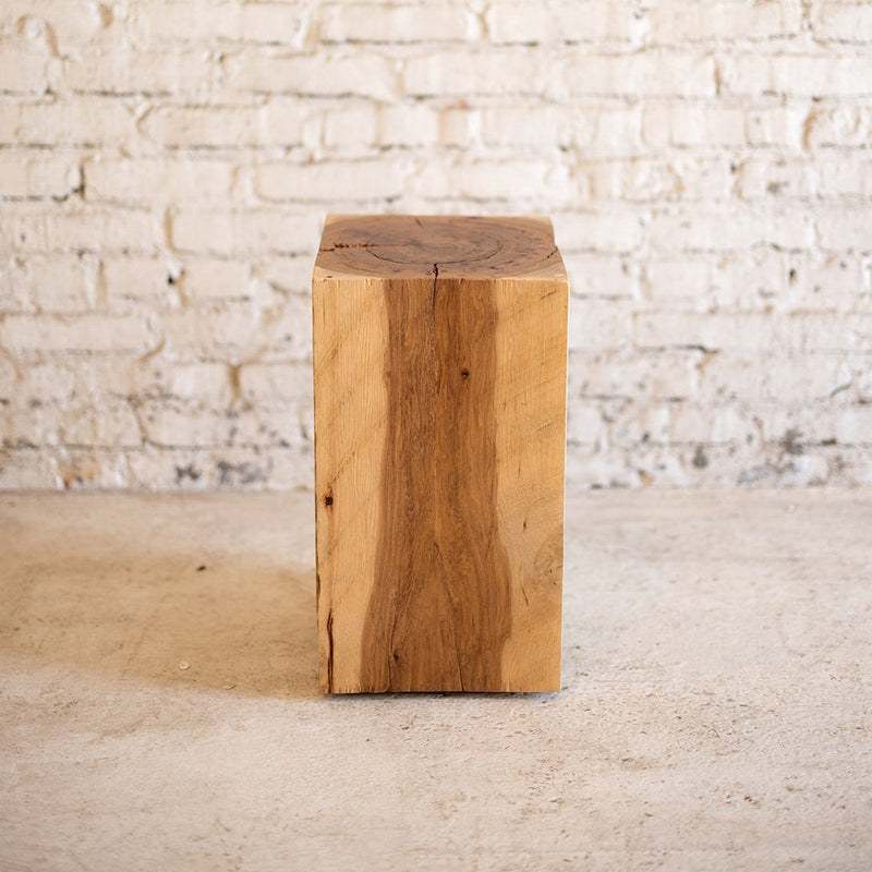 Hyo Table Hickory | Hickory Wood Cube Side Table