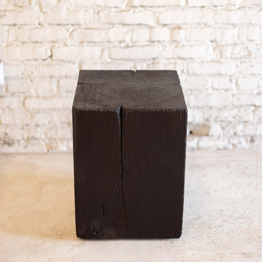 Hyo Table Shou Sugi Ban Wood Cube Side Table Large
