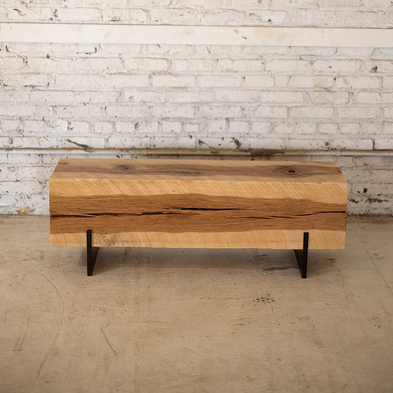 Hickory Wood Knife Beam Bench | Reclaimed Solid Wood Bench