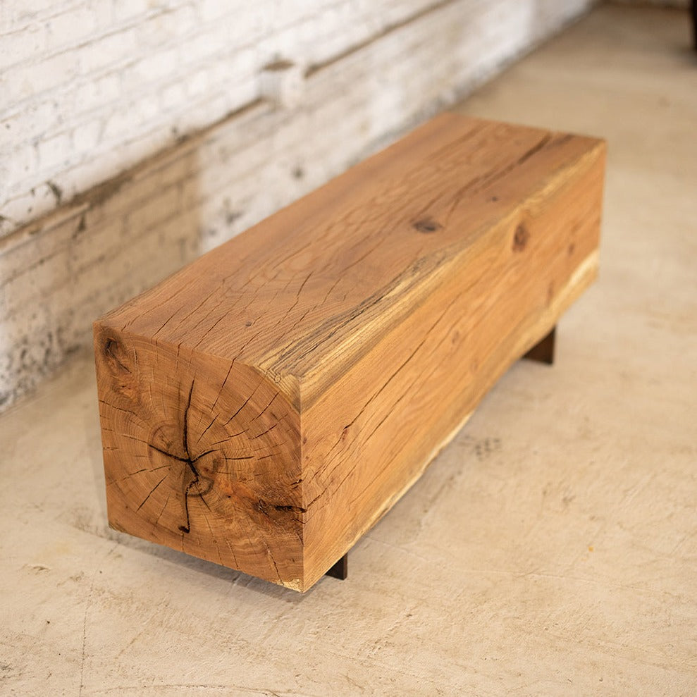 Hardwood Beam Bench | Rustic Reclaimed Wood Bench Wood Coloration
