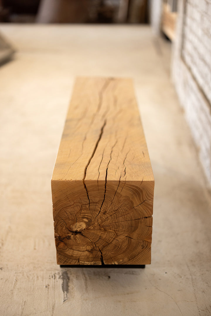 Beech Wood Knife Beam Bench | Reclaimed Solid Wood Bench End Grain