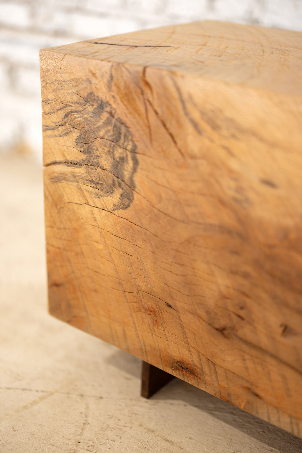 Hardwood Beam Bench | Rustic Reclaimed Wood Bench Beech Corten Legs