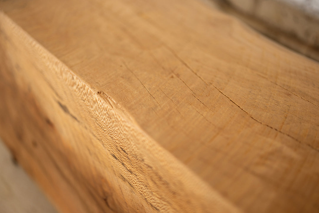 Hardwood Beam Bench | Rustic Reclaimed Wood Bench Beech Light Wood