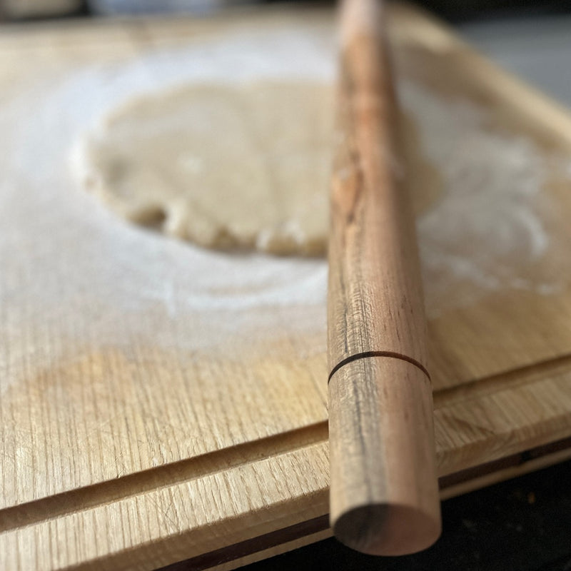Tapered French Wood Rolling Pin with Pie Crust