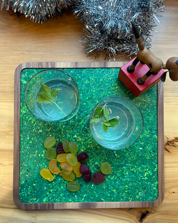 Number 5 Tray | Urban Wood and Recycled Plastic Drink Tray Green